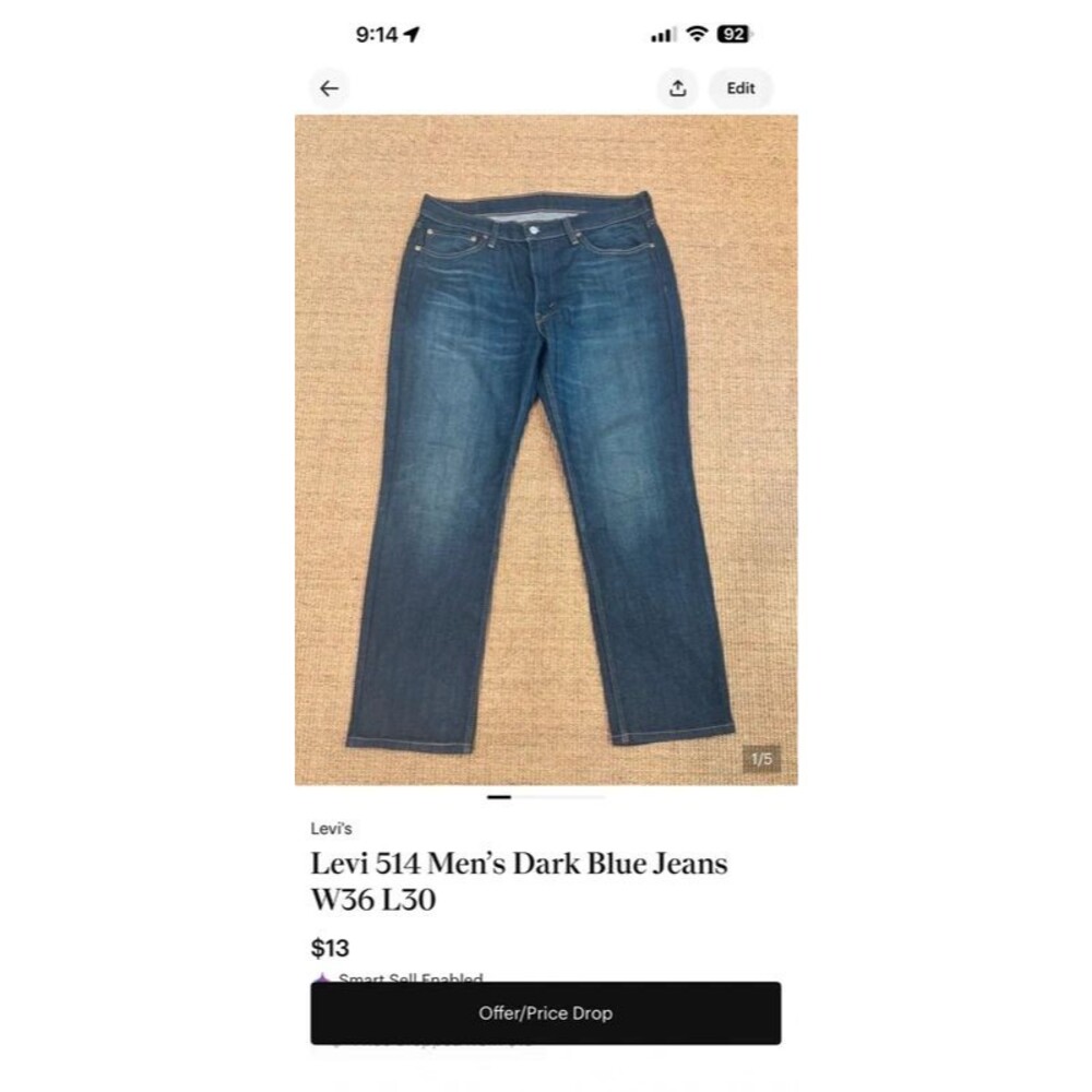 Levi 514 Men's Dark Blue Jeans W36 L30